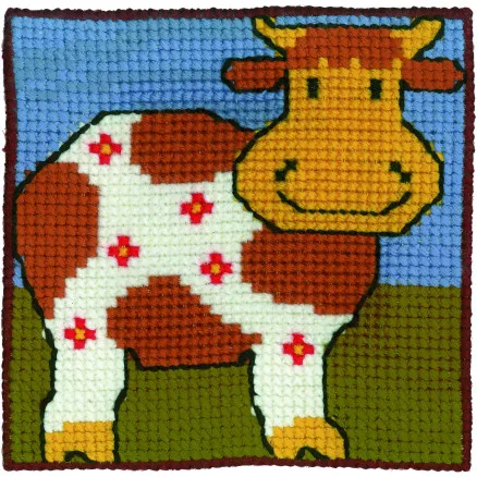 Permin Children's Embroidery Kit Tapestry Cow 25x25cm