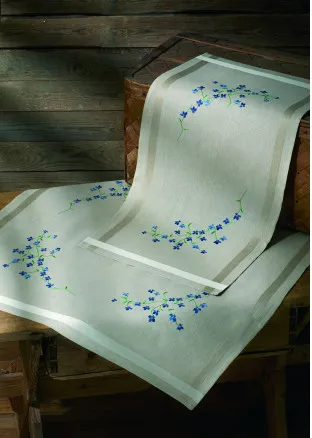 Permin embroidery kit tablecloth with print and woven edge 80x80cm
