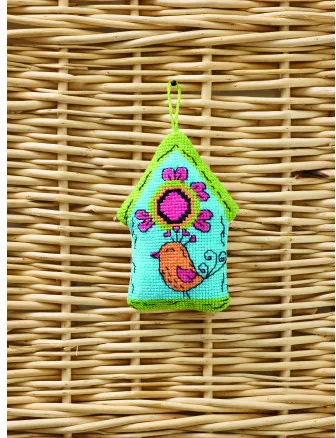 Permin Embroidery Kit Blue Birdhouse 7x9cm