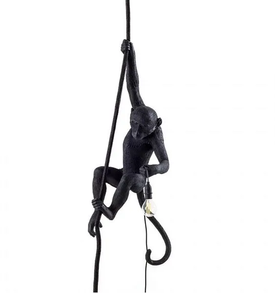 Seletti Monkey With Rope Ceiling Lamp Black For Outdoor Use